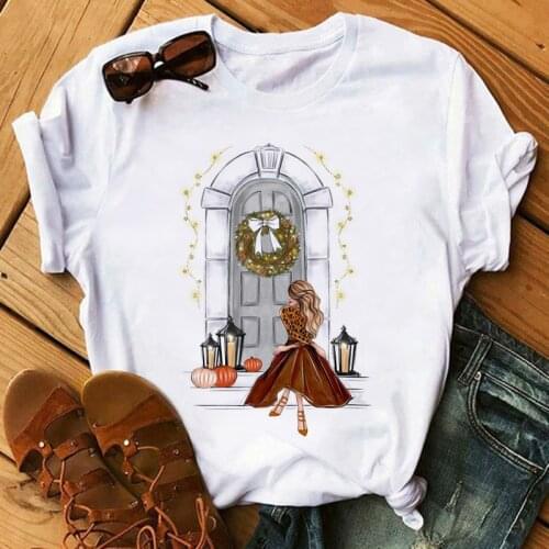 Spice Coffee Pumpkin Fashion Ladies Printed T-shirt 90s Girls Thanksgiving Fall Halloween T Shirt Summer Short Sleeve Tshirts