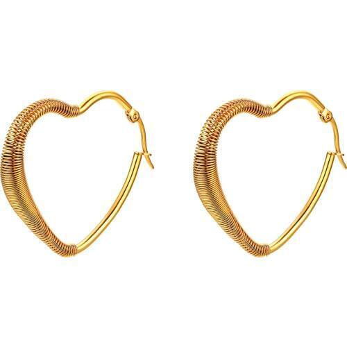 BONISKISS Women Fashion Hoop Earrings Aretes Cute Heart Pattern Jewelry Pendientes Aro Drop Ship Women Stainless Steel Earring