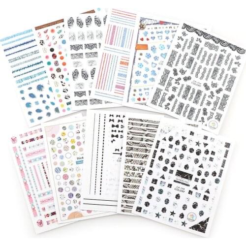 1Pc Ultra-thin Folk-custom Series 3D Nail Colorful Texture Sticker Colorful Self Adhesive Sticker For UV Glue Decoration