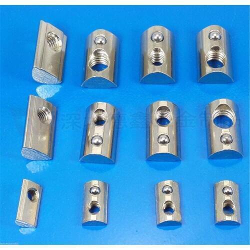 10/20pcs M3 M4 M5 M6 Spring Nut For 2020 Aluminum Profile Nickel Plated Round Roll T Slot Elastic Nut Aluminum Connector