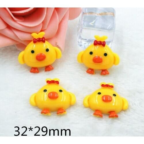 10pcs/lot flat back resin cartoon chick with bow DIY resin cabochons accessories