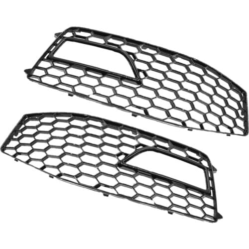 2X Front Bumper Lower Grille Fog Light Grill Fot Audi A4 B8.5 2013-2016 Black Grille+Cover