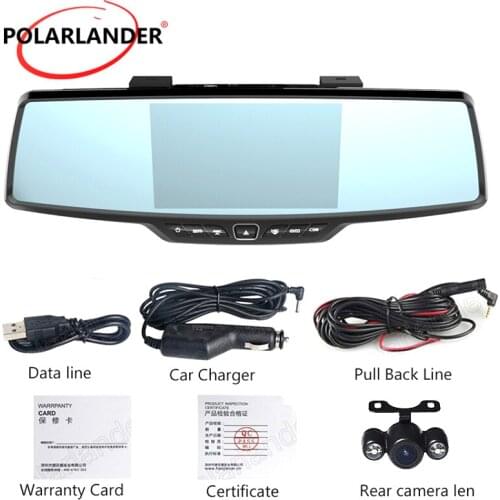 4.3 inch Car DVR Rearview Mirror Dash Camera Video Recorder Dual lens cam include rear camera night vision motion detection