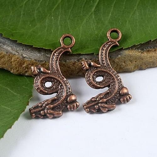 40pcs antiqued copper-tone dragon design charms h2150
