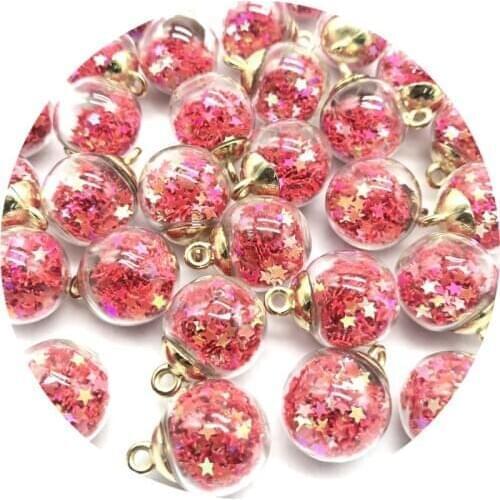 5/10pcs 16mm Colorful Transparent Glass Ball Star Charms Pendant Finding For Jewelry Making Hair Accessories Earring Charms #011