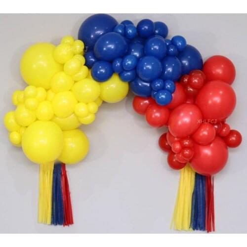 64pcs Matte Blue Red Yellow Tassel Tissue Balloon Arch Kit For Wedding Baby Shower Birthday Party Decoration Balloons Supplies