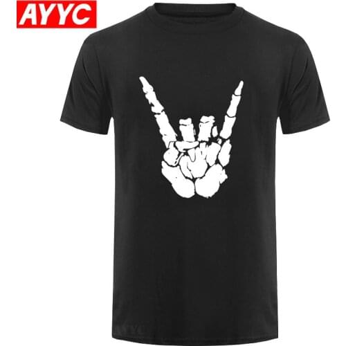 AYYC T Shirt Tshirt EU Size Summer Rock T shirt Skull Hand Personality Rap Tee shirt Cotton Cool O Neck T shirt Drop Ship