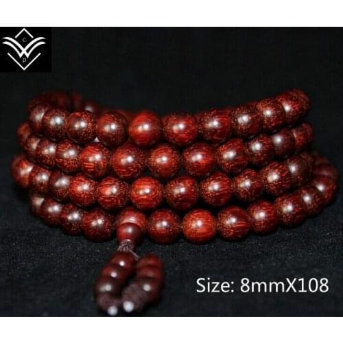 Lobular red sandalwood 108 Grain Smoothy Budda Bead Bracelet
