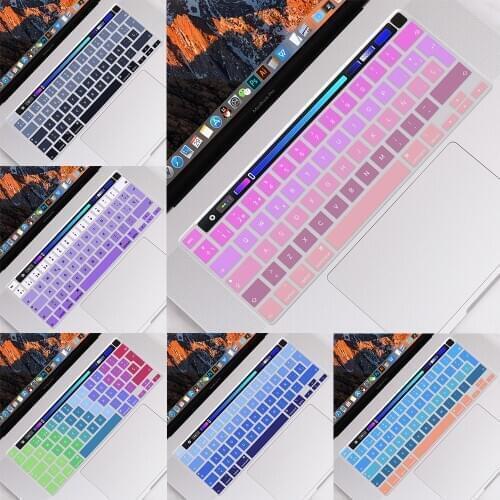 EU Spanish Version Keyboard Cover Skin Protector for MacBook Pro 13 inch 2020 M1 A2338 A2289 A2251 Touch Bar Gradient Color