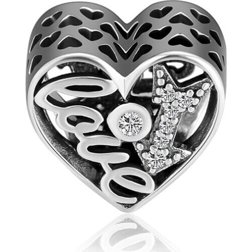 CKK Fits Pandora Bracelet 925 Sterling Silver Love Feelings in My Heart Charm Beads for Jewelry Making berloques