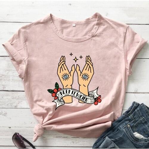 Colored Keep It Weird T-shirt Celestial Witchy Palm Tshirt Gothic Women Magical Witch Top Tee Shirt