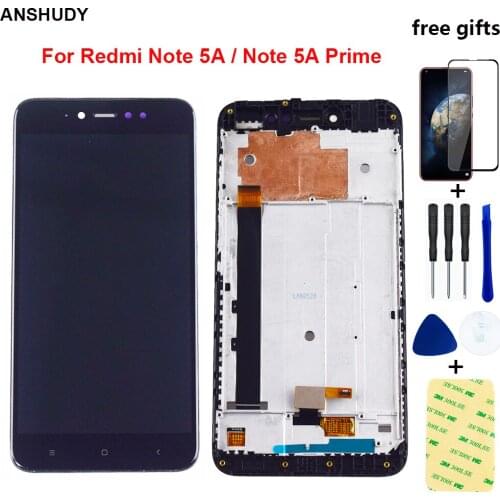 For Xiaomi Redmi Note 5A LCD Display Touch Screen Digitizer Sensor Assembly For Xiaomi Redmi Note 5A Prime LCD Screen + Frame