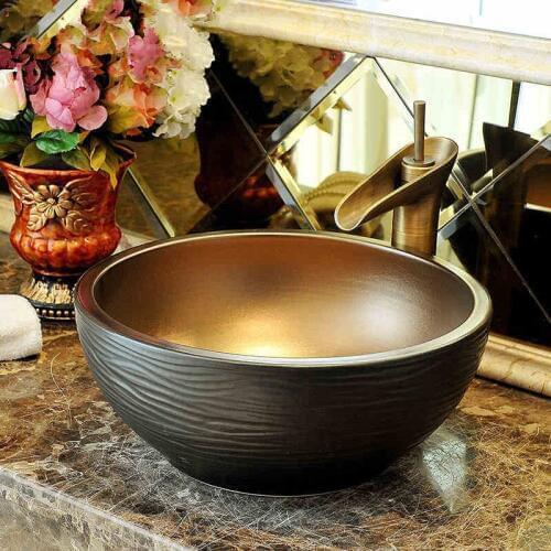 Europe style round shape chinese washbasin sink Jingdezhen Art Counter Top ceramic bathroom sink face wash basin