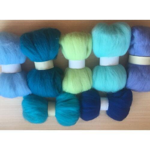 WFPFBEC Queensland sheep wool felt fiber wool felt poke fun 10g/7pcs/lot 70g+gift free shipping
