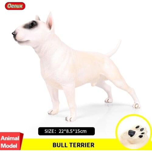 Oenux Classic British Bull Terrier Action Figures Big Pet Dog Model Figurine Collection & Educational Lifelike Cute Toy For Kids