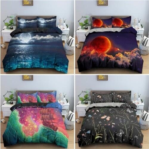 Natural Scenery Duvet Cover Set 3D Moonlight Shadow Bedding Set Queen King Size Comforter Cover With Pillowcase Home Textiles