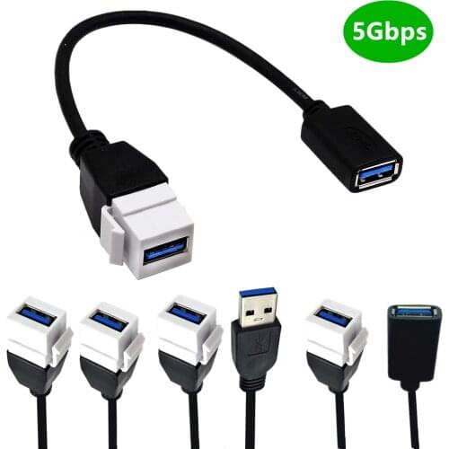USB 3.0 Keystone Panel Mount Insert Adapter Cable for Wall Socket Face Plate Insert Wall Plate Outlet Panel Connector Cable