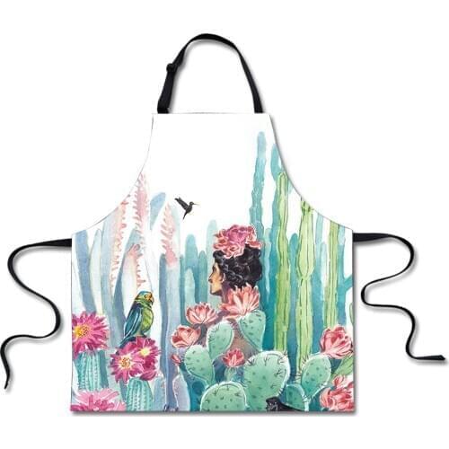 Cactus 3D Print Ladies Kitchen Apron Adjustable Sleeveless Apron Men Women Aprons For Cooking, Crafting,BBQ Baking Accessories