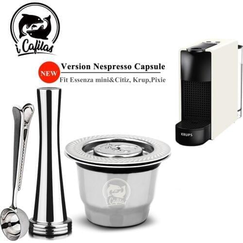ICafilas Espress Capsulas Filter Recargables Stainless Steel Metal For Nespresso Refillable Coffee Capsule Reusable Pods