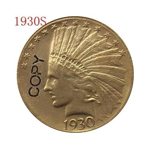 24- K gold plated 1930-S Indian head $10 gold coin COPY