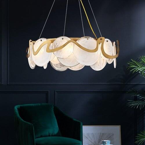 YOOGEE Round Glass Led Chandelier For Living Room Home Decoration Modern Bedroom Luxury Creative Indoor Lighting