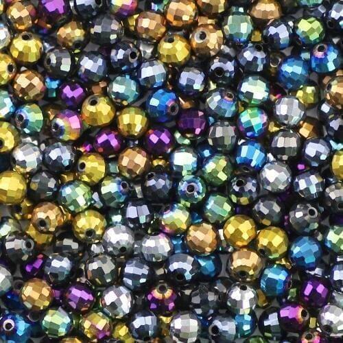 YHBZRET 6mm 96 Faceted ball Austrian Crystal Beads 50pcs Plated Round Loose Beads For Jewelry Bracelet Making DIY accessories