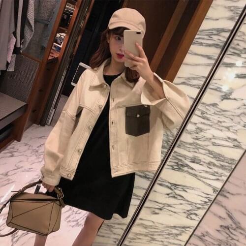 New Spring And Autumn Denim Short Coat Women Fashion Denim Jacket Street Splice Pocket Denim Top Korean Casual Baseball Clothes