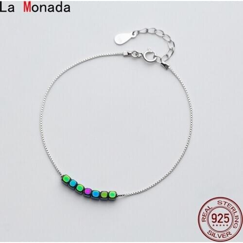 La Monada Gradient Colorful Bracelets For Women Silver 925 Sterling Silver Fine Real Silver 925 Bracelet Chain Womens Bracelet