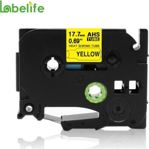 Labelife HSe-641 18mm Heat Shrink Tube Tape Cassette - Black on Yellow Compatible for Brother Printer Marking Cables Fiber Wire