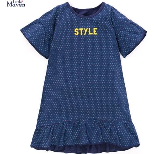 Little Maven 2021 New Summer Baby Girls Clothes Brand Dress Cotton Dot Letter Print Batwing Sleeve Dresses for Kids 2-7 Years