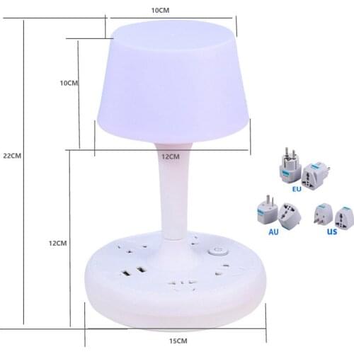 Multifunctional USB Socket Table Lamp Led USB Rechargeable Desk Lamp Eye Protection Learning Children Bedroom Bedside Lamp