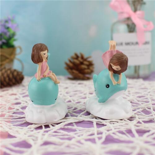 Cartoon Whale Girl Small Ornaments Cake Baking Ornament Car Decoration Resin Crafts Childrens Gifts
