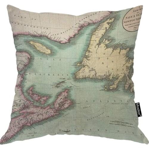 Moslion Map Throw Pillow Cover Abstract Art Cool Design Fashion Style Decorative Square Pillow Case Cushion Cover for Home Car