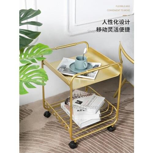 Nordic Light Luxury Side Table Simple Modern Iron Art Living Room Storage Sofa Corner Table Creative Wheel Movable Small Coffee