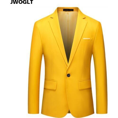 Spring Autumn Fashion Single Button Blazer Jacket Men Casual Design Slim Fit Yellow Purple White Wedding Suit Jackets 5XL 6XL
