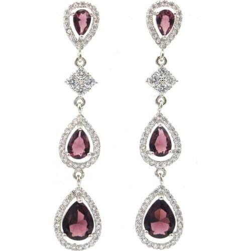 54x25mm Super Big European Design Created London Blue Topaz Blue Aquamarine CZ For Sister Eye Catching Silver Earrings