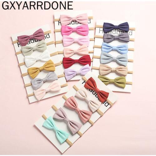 24 Colors 2020 New Cotton Fabric Bow Headband Girls Hair Bow Headdress Kids Bowknot Nylon Headwrap Boutique Hair Accessories