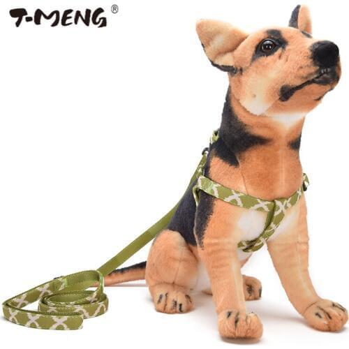 T-MENG Dog Harness and Leash Set Adjustable Pet Dog Collar Chest Strap For Small Mediun Dogs Cat Leash Goods for Pet Accessories
