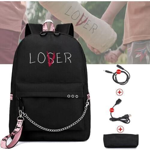 Lover Loser Large School Bags for Teenage Girls Usb Charging Backpack Women Book Bag Big High School Bag Youth Leisure Cool