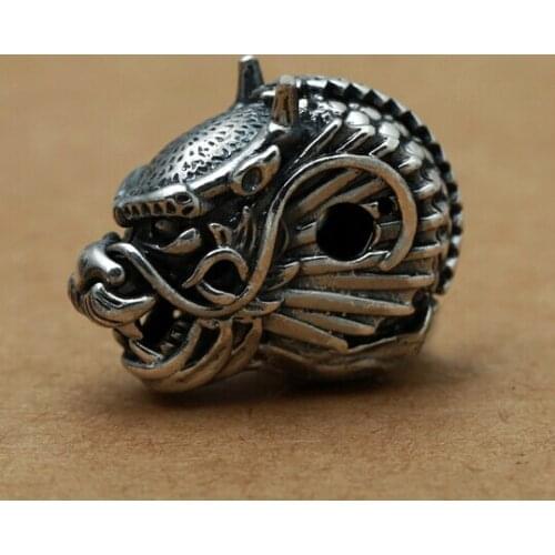 Handmade 925 Silver Dragon Guru Bead Pure Silver Tibetan Malas Guru Buddhist Prayer Beads Guru Bead