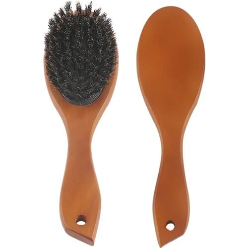 Natural Boar Bristle Hairbrush Massage Comb Anti-static Hair Scalp Paddle Brush Beech Wooden Handle Hair Brush Styling Tool