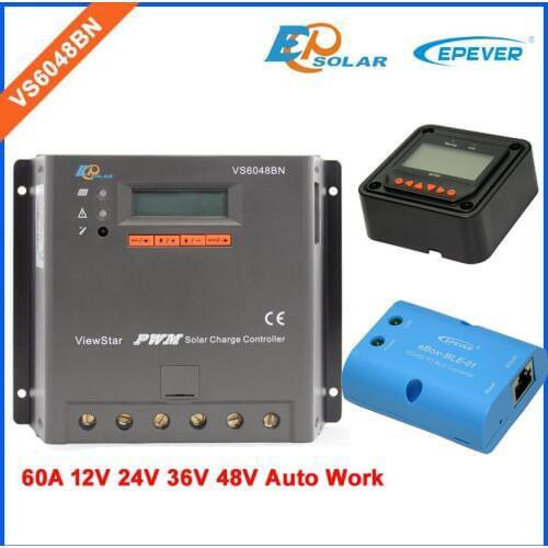 48V 60A solar portable controller VS6048BN 24V 36V battery charger LCD display MT50 Meter and bluetooth function Phone APP