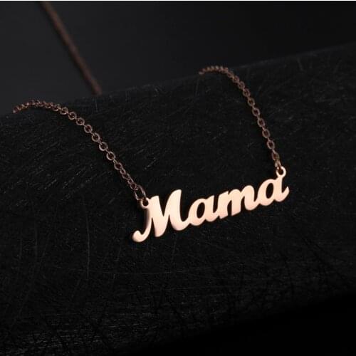 Teamer Stainless Steel Necklace Letter Mama Nameplate Clavicle Chain Choker Family Jewelry Moms Birthday Mothers Day Gifts