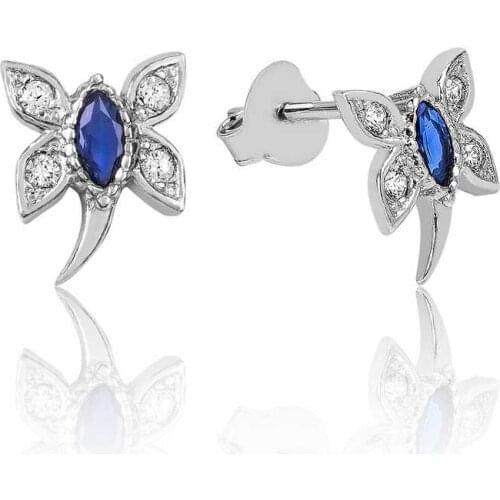 Tevuli 925 Sterling Silver Blue Dragonfly Studded Earrings