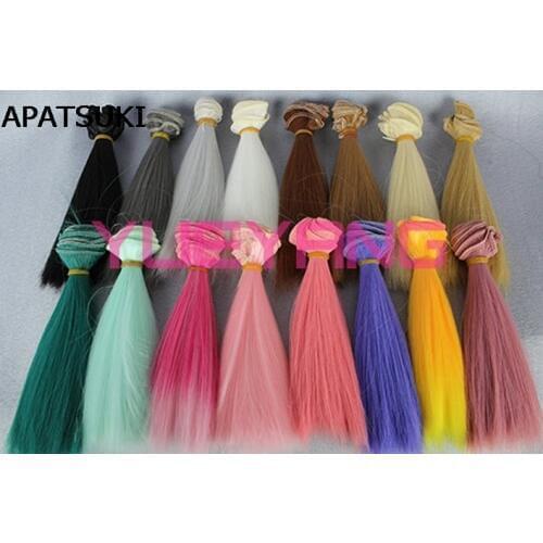 1pcs Doll Wig Refires bjd Hair 15cm*100CM Gold brown Green Pink Red Black Color Straight Wig Hair For 1/3 1/4 BJD Dolls diy