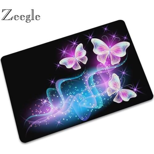 Zeegle Carpet Floor Mat Doormat Rubber Non Slip Bathroom Doormat Waterproof Shower Foot Mat Butterfly Printed Bedside Carpet Mat