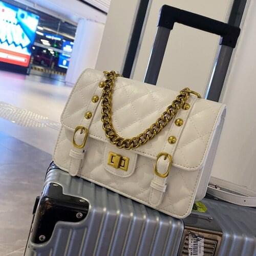 High Quality Ladies Rhombic Embroidered Thread Shoulder Bag 2021 New Trendy Chain Messenger Bag Korean Version Small Square Bag