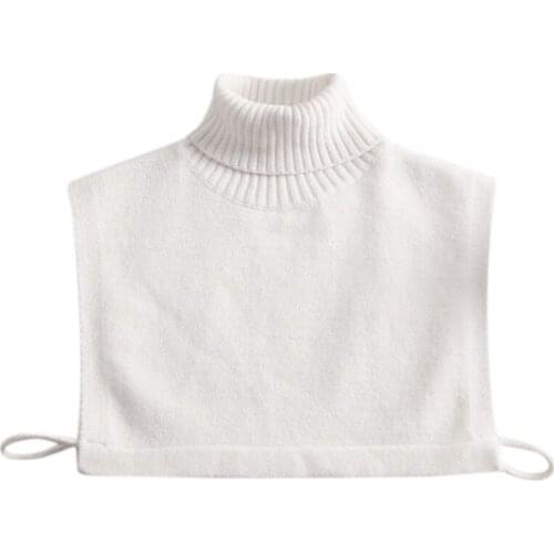 Women Winter Turtleneck False Fake Collar Sweater Knitted White Detachable Half Top Dickey Pullover Neck Cover Vest