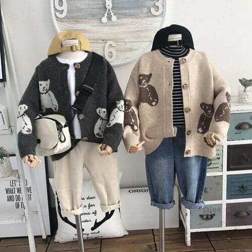 Boys Girls Winter Knitted Cardigans Sweaters Baby Autumn Spring Top Jersey Cute Cartoon Knitwewar 2-10Yrstwear Clothes