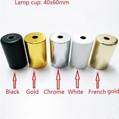 10pieces/lot D40xH60mm black/white/gold/chrome E27 metal cup for wall/table lamp lampholder lamp base use lighting accessories